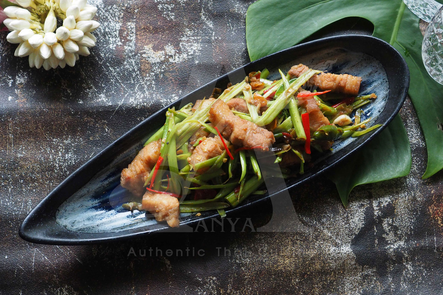 Stir Fried Morning Glory With Belly Pork And Shrimp Paste